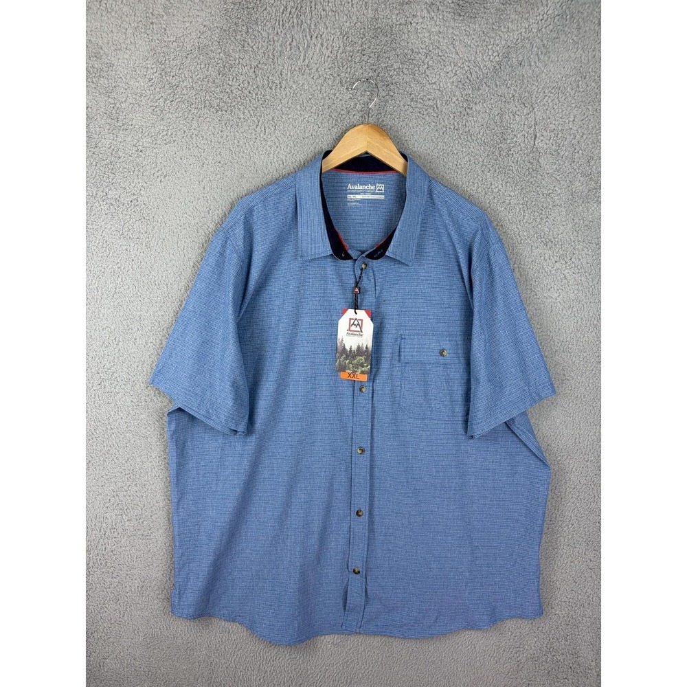 Avalanche Shirt Mens 2XL Blue Check Short Sleeve Button-Up Stretch Casual Men